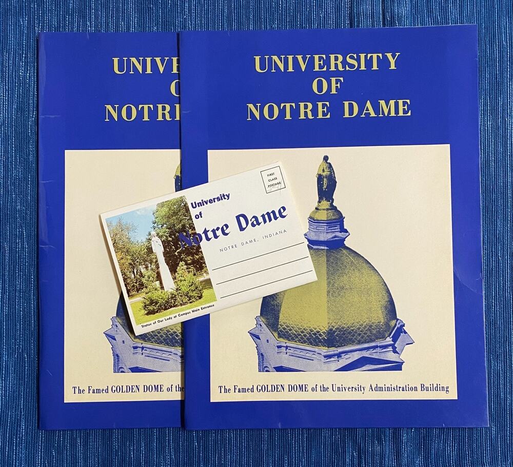 VTG Notre Dame Golden Dome Blue School Folder x2 MCM Binder Souvenir Memorabilia